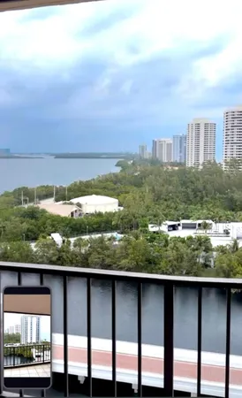 a view of a city from a balcony