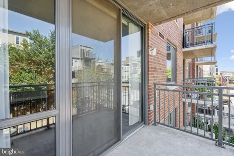 a view of a balcony from door