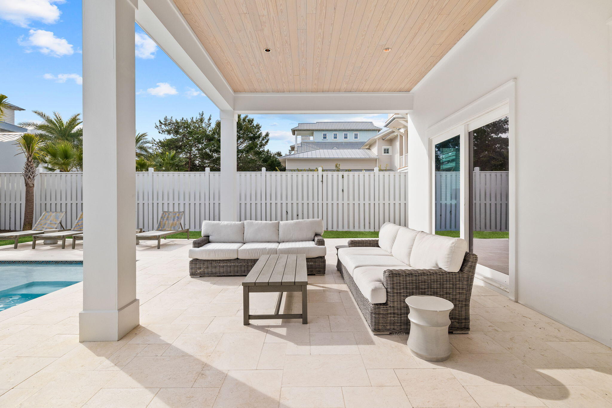 311 Walton Rose Ln Inlet Beach Inlet Beach, FL 32461 - Photo 65 of 90 a outdoor space with patio the couches and a dining table with garden view