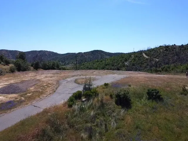 a view of an outdoor space with mountain view