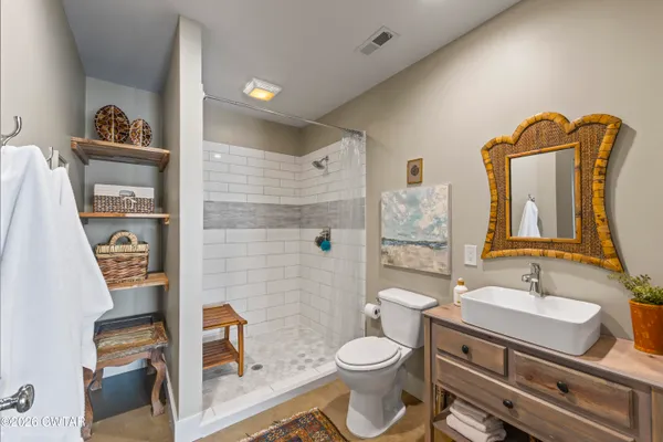 a view of a road with an outdoor space