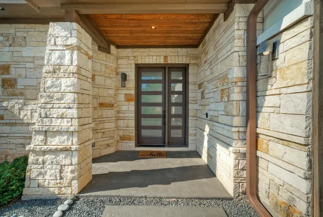 a front view of a building with a window