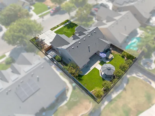 an aerial view of a house