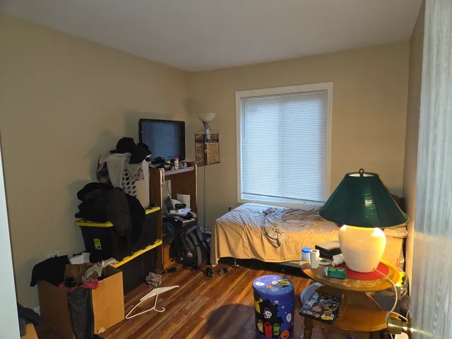 a view of a bathroom with a window