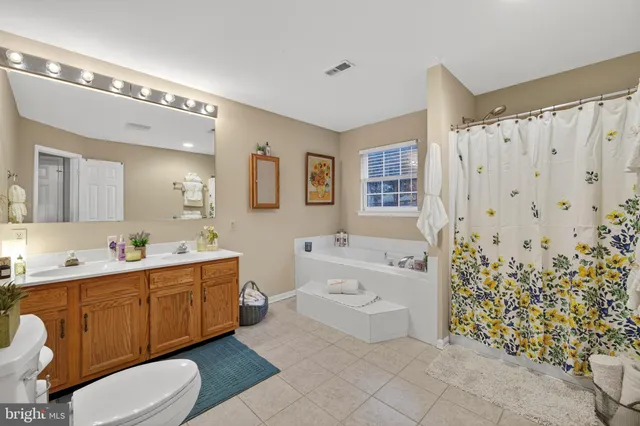 a view of a park with large trees