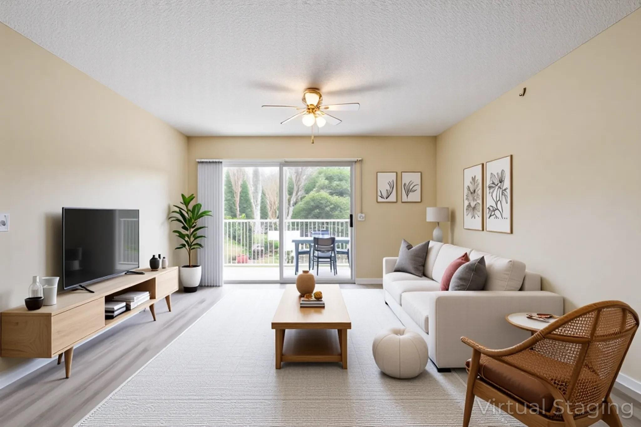 5051 Wiles Road, Unit 201 Coconut Creek, FL 33073 - Photo 7 of 41 a living room with furniture and a flat screen tv