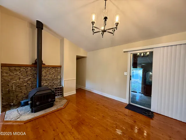 a view of a furniture in a room