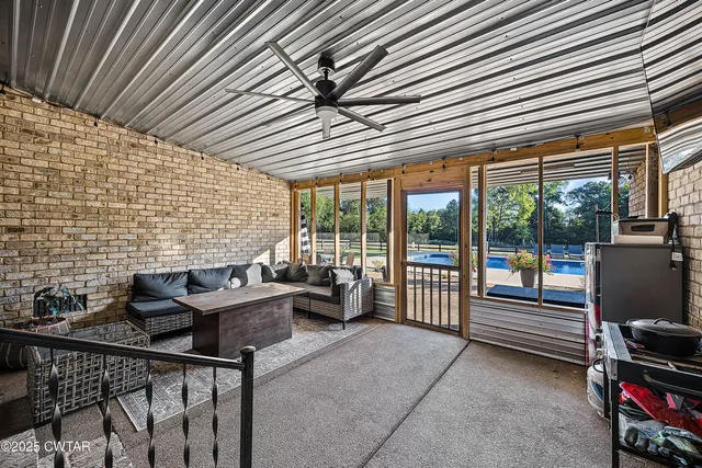 a outdoor living space with furniture