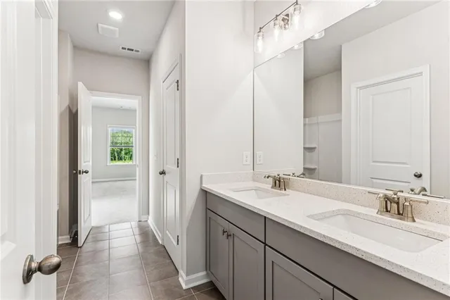 a bathroom with a bathtub