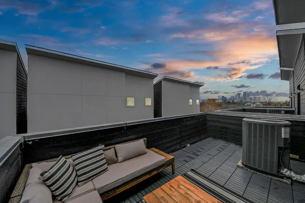 a terrace view with sitting space