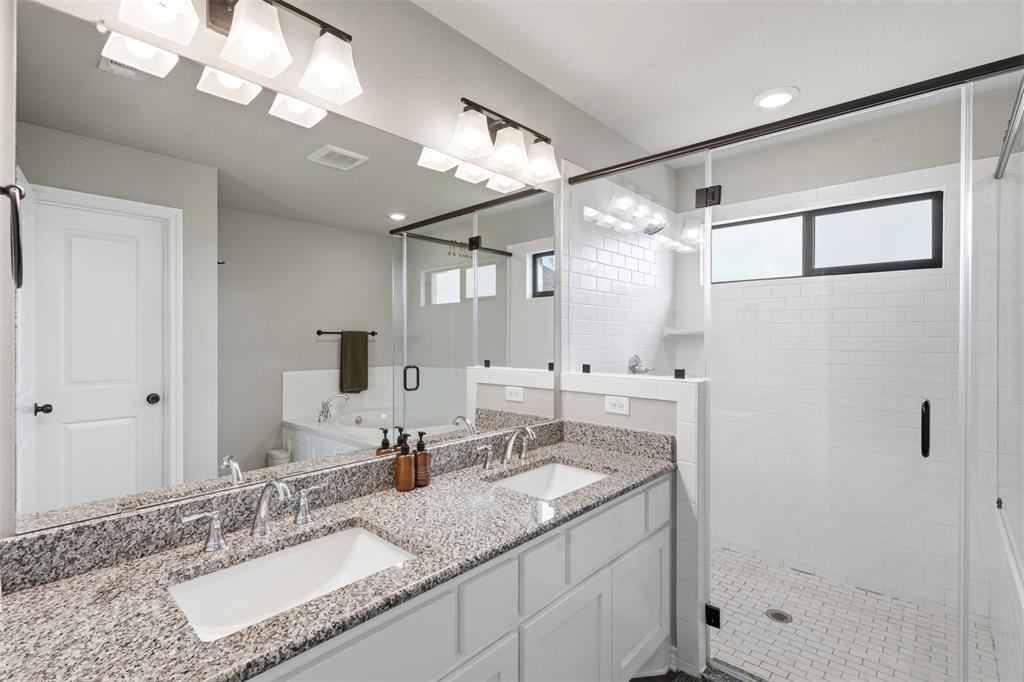 2990 Wilson Road Palmer, TX 75152 - Photo 32 of 40 a bathroom with a granite countertop sink mirror and double
