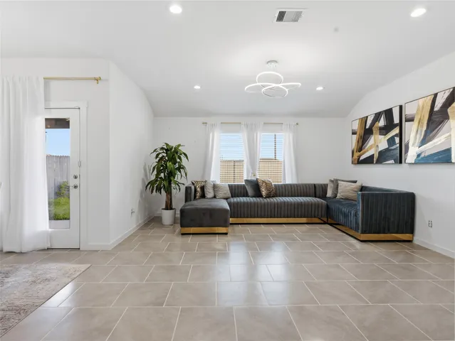 a living room with furniture