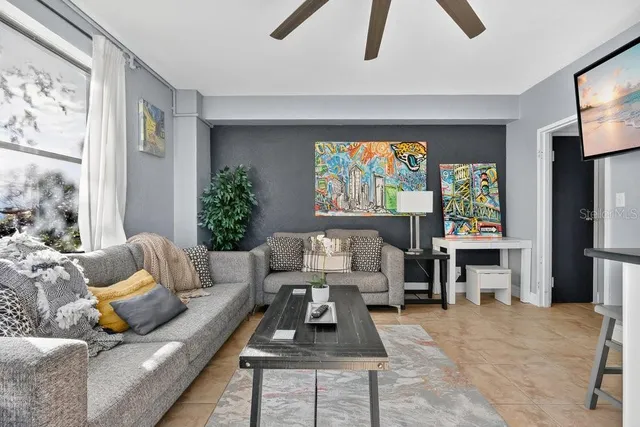 a living room with furniture and a flat screen tv