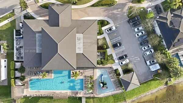 an aerial view of a house