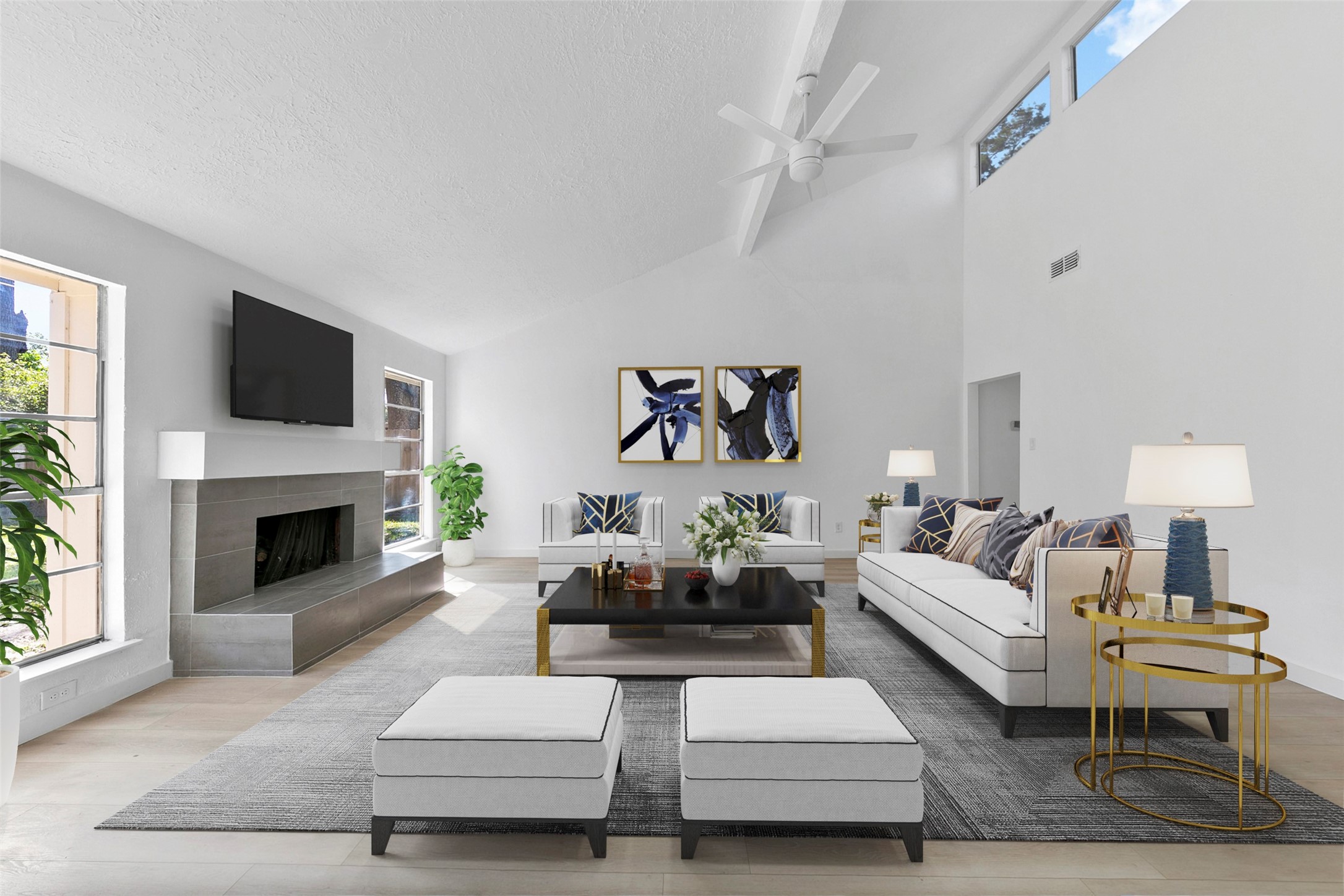 2042 Lexington Woods Drive Spring, TX 77373 - Photo 12 of 32 a living room with furniture fireplace and a flat screen tv