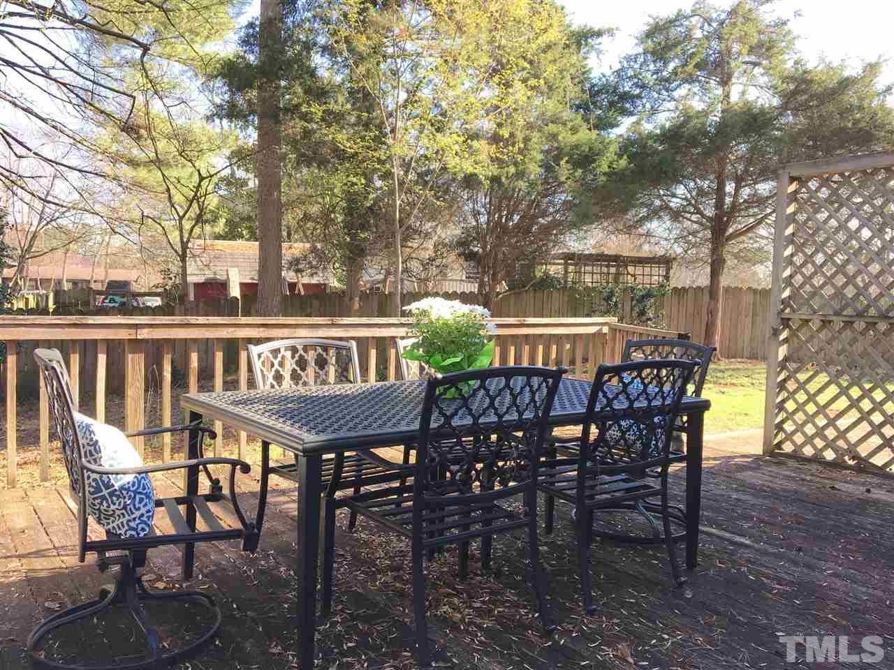 403 Kevin Circle Raleigh, NC 27609 - Photo 21 of 25 a view of a chairs and table on the deck