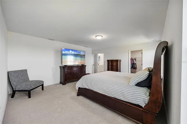 an aerial view of a house with a garden