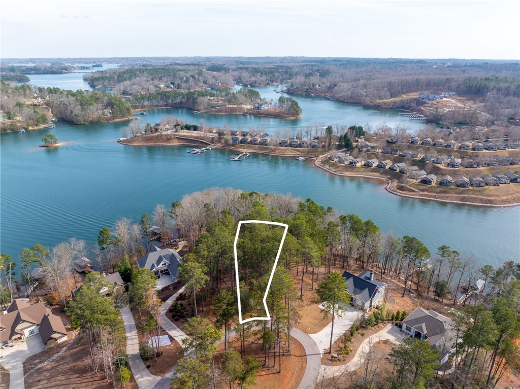 537 Peninsula Road West Union, SC 29696 - Photo 4 of 15 This aerial view showcases a desirable waterfront lot nestled among mature trees with lake views.