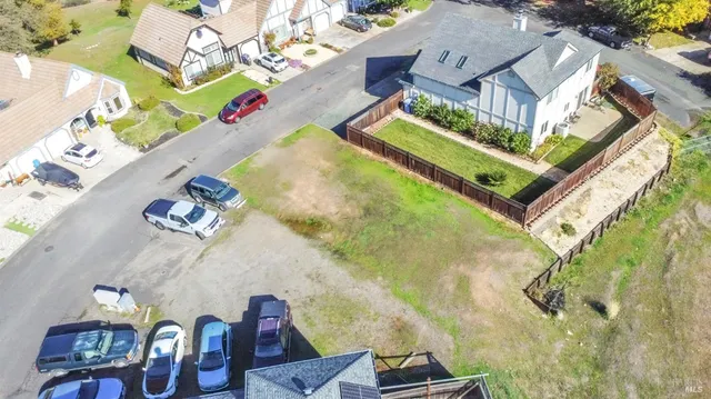 an aerial view of a swimming pool