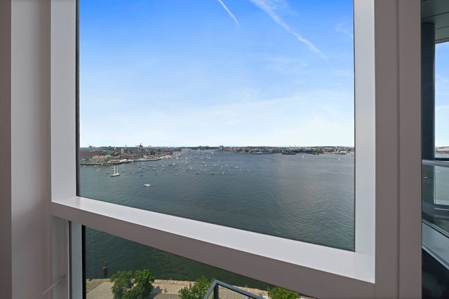 a view of a lake from a window