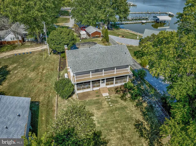 an aerial view of a house having outdoor space