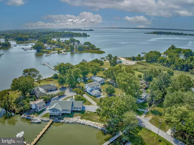 a view of a lake with a houses