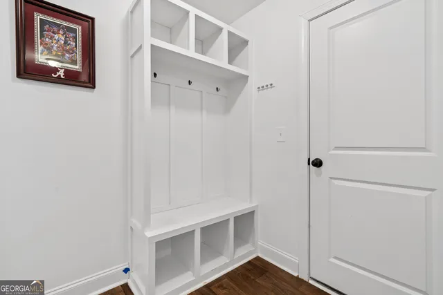 a view of an empty walk in closet