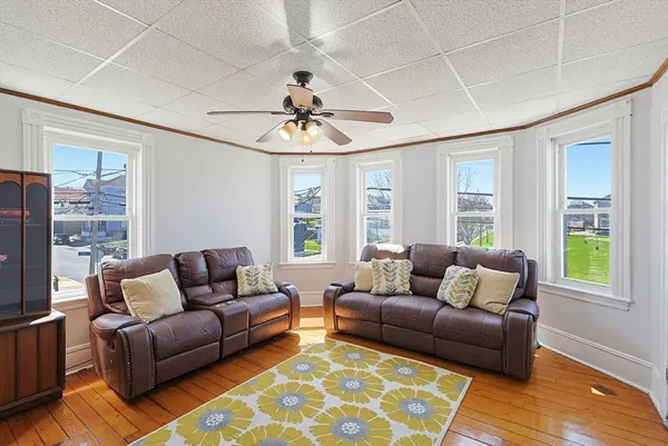 a aerial view of a house with a garden and plants