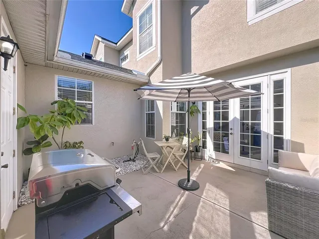 a house view with a seating space