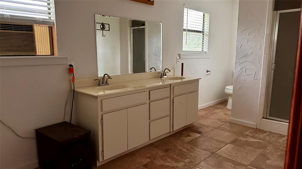 126 Garza Road Shady Shores, TX 76208 - Photo 16 of 19 a bathroom with a sink toilet and mirror