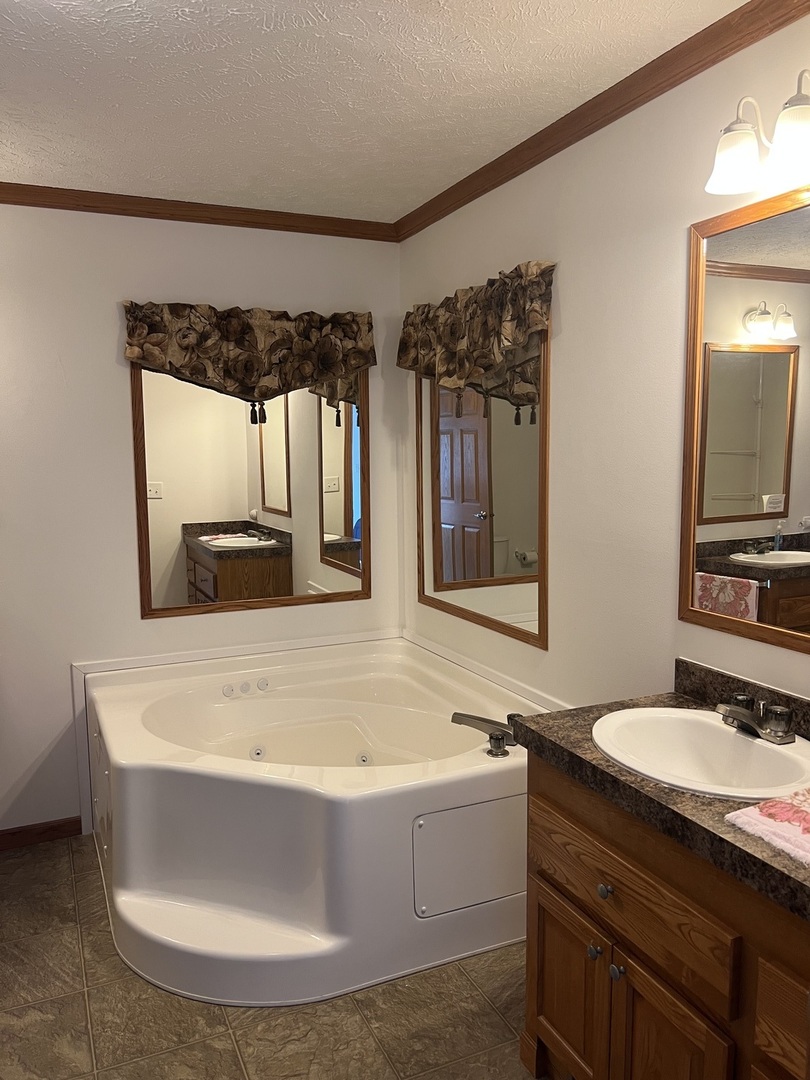 405 James Road Elwood, IL 60421 - Photo 14 of 27 a bathroom with a tub sink and mirror