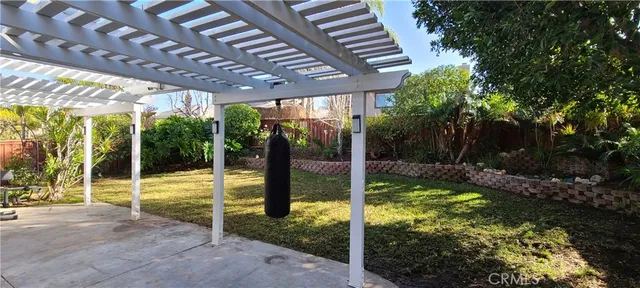 a view of a porch with a backyard