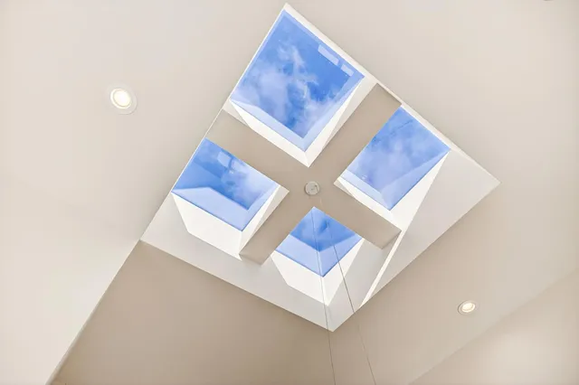 a view of a room with a bench