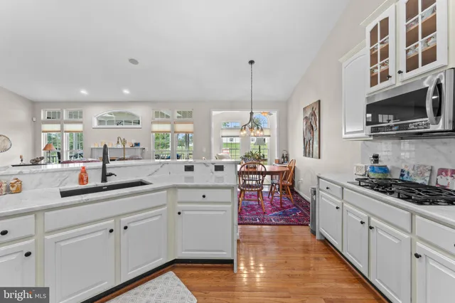 a kitchen with lots of counter top space