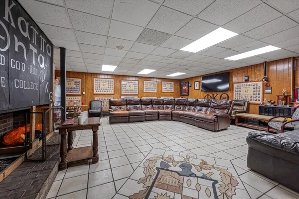 a living room with furniture