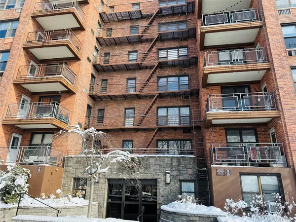 a front view of a multi story building