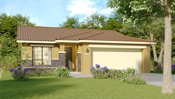 a front view of a house with a yard