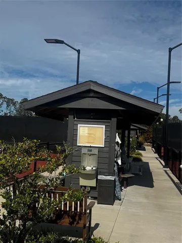 a front view of a house with a patio
