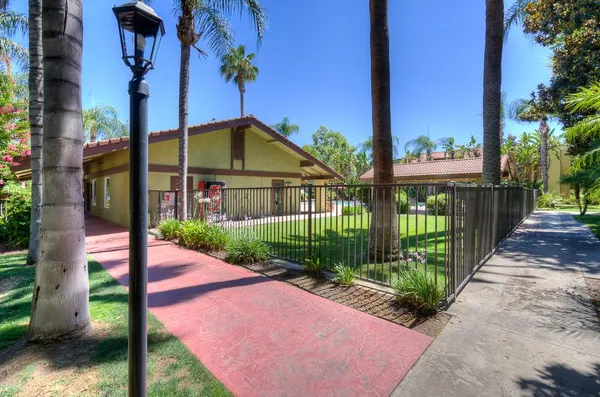a view of a park with slide