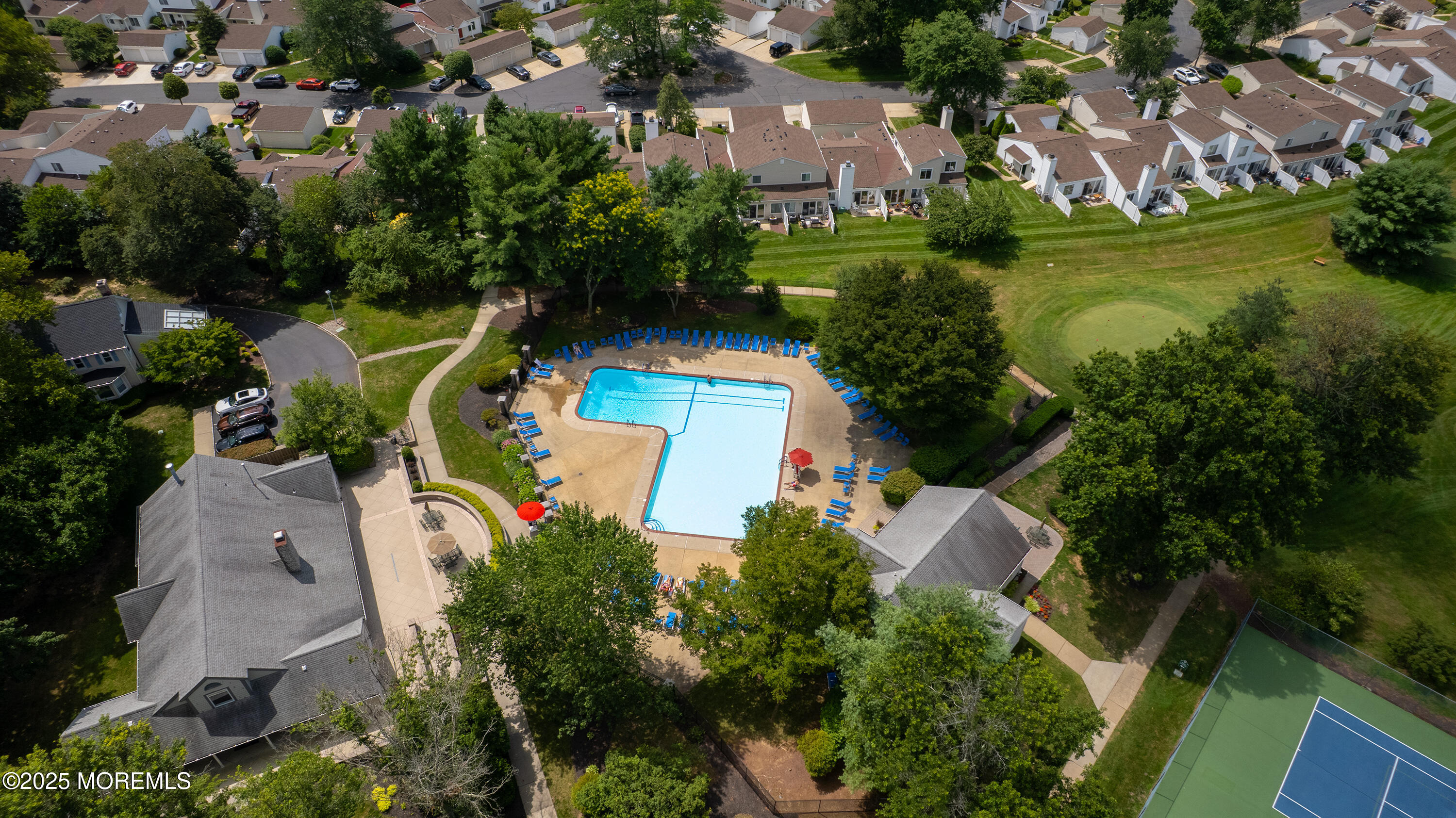 316 Tulip Lane Freehold, NJ 07728 - Photo 37 of 39 an aerial view of a house with a yard basket ball court and outdoor seating