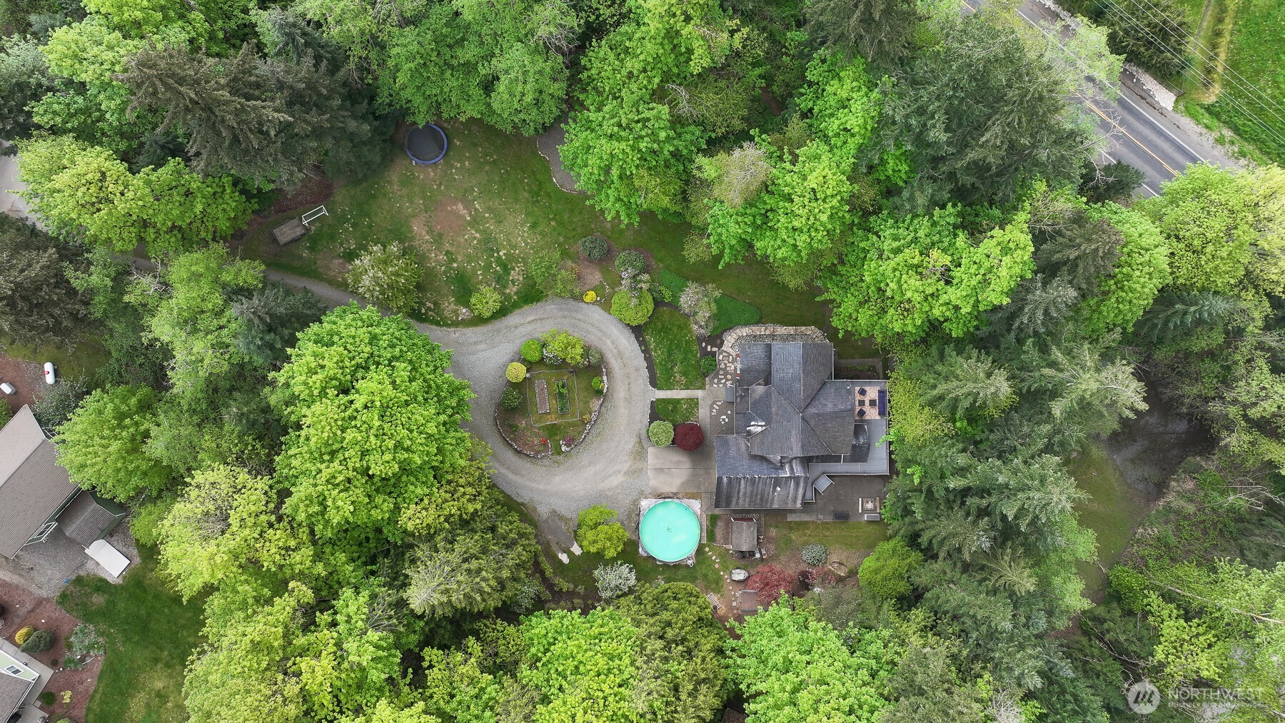 9111 Custer School Road Custer, WA 98240 - Photo 36 of 40 an aerial view of a house with a yard and outdoor seating