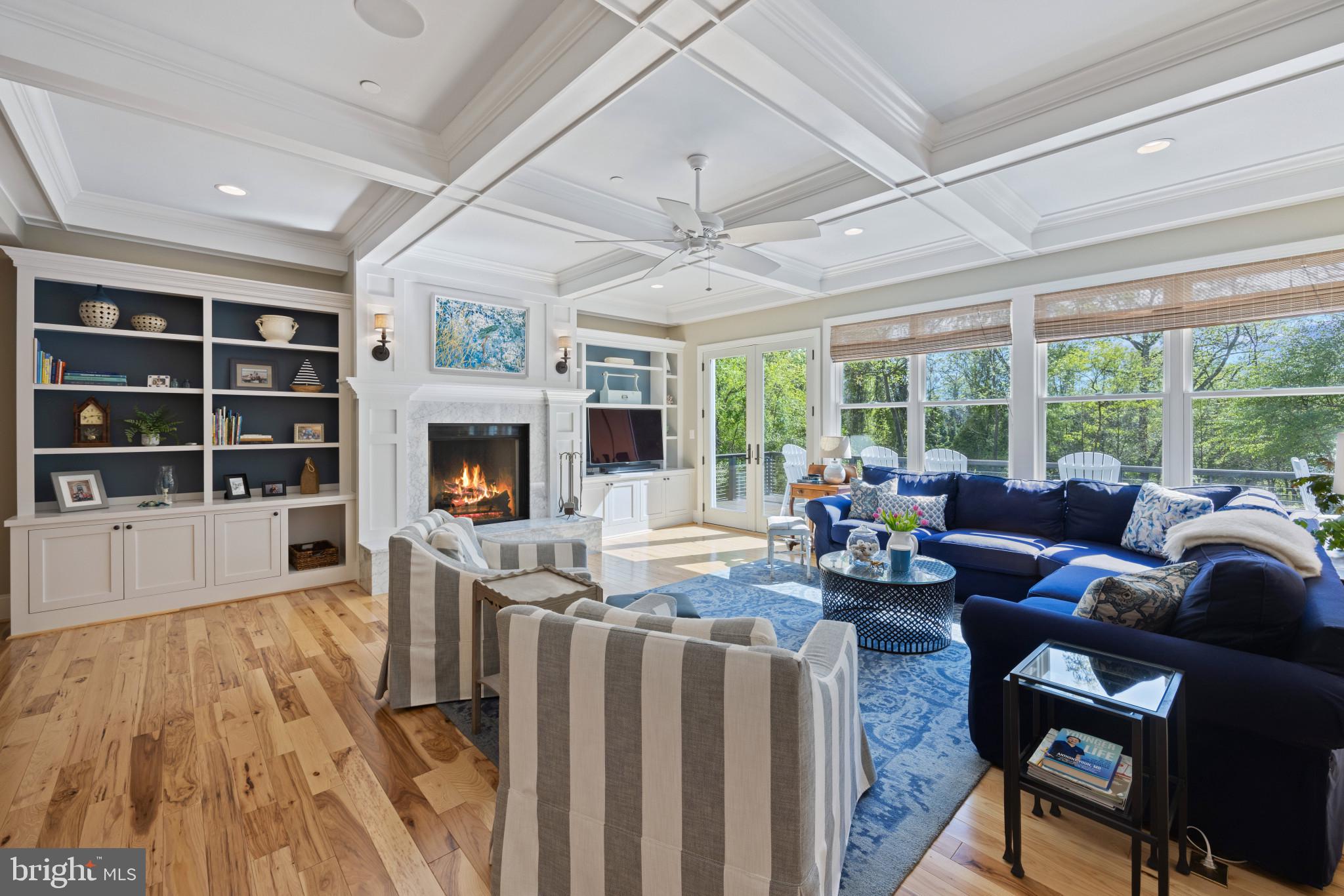 71 Wallace Manor Road Edgewater, MD 21037 - Photo 10 of 49 Coffered ceiling Living room with fireplace