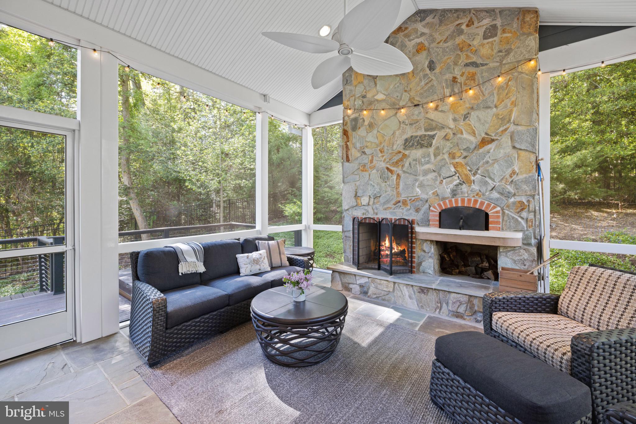 71 Wallace Manor Road Edgewater, MD 21037 - Photo 18 of 49 Screened porch with fireplace and vaulted ceilings