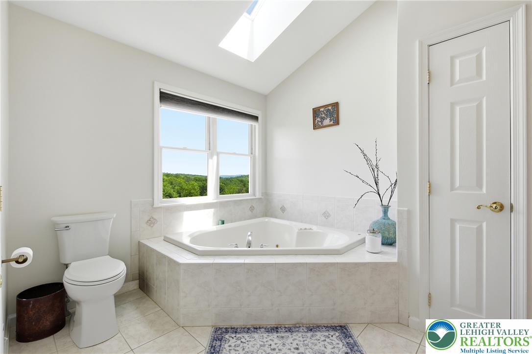 115 West Butternut Road Hellertown, PA 18055 - Photo 41 of 97 Unwind in a luxurious soaking tub under a sun-drenched skylight with serene treetop views.