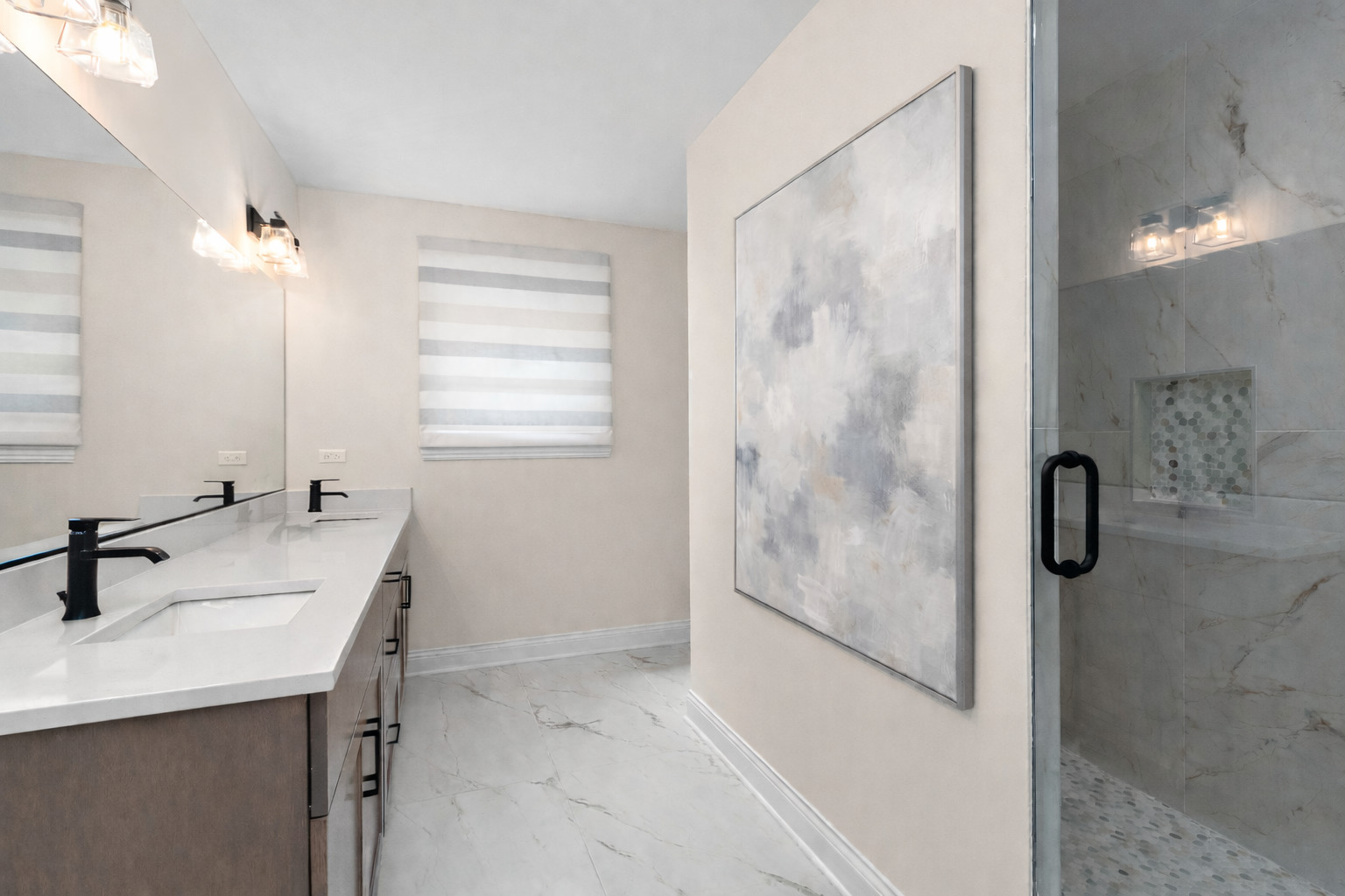 700 Czacki Street Lemont, IL 60439 - Photo 22 of 30 a bathroom with a sink a mirror and shower