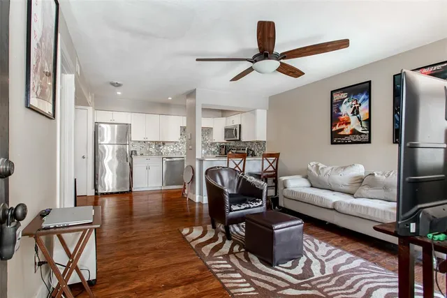 a living room with furniture
