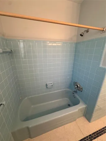 a bathroom with a bathtub