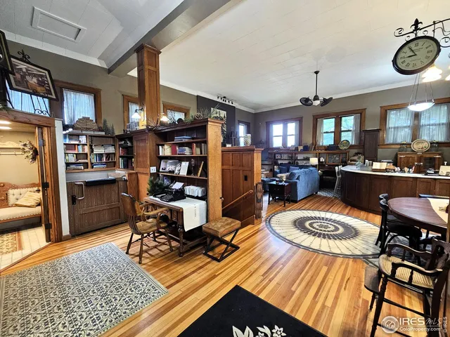a view of a dining room and livingroom