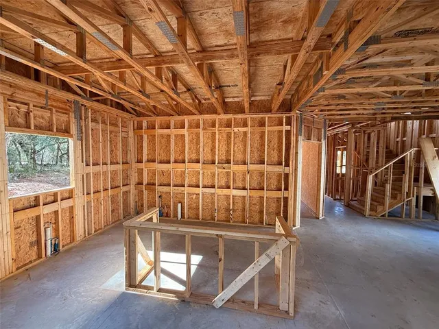 a view of a room with racks on the wall