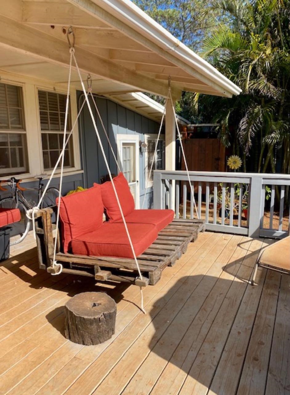30 Olinda Road Makawao, HI 96768 - Photo 24 of 30 a view of roof deck with wooden floor and fence